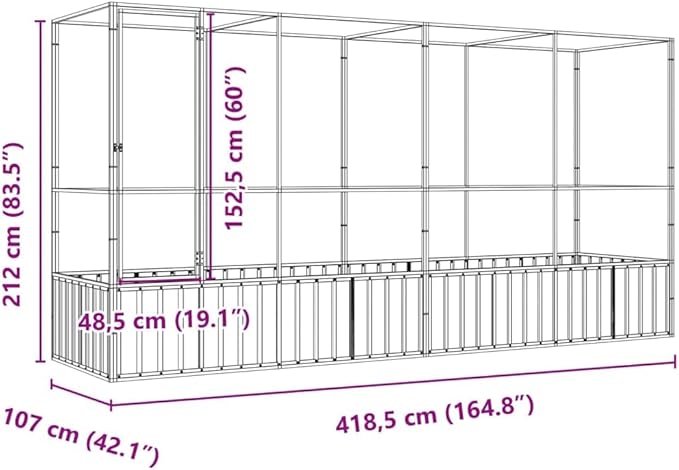 Outdoor Aviary Bird Cage, Galvanized Steel Outside Ample Activity Space Birdcage, 164.8"x42.1"x83.5", -263