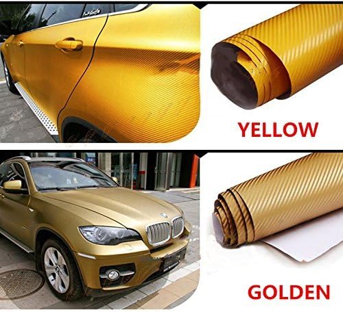 F & B LED LIGHTS Golden 3D Carbon Fiber Film Twill Weave Vinyl Sheet Roll Wrap (72" X 60", Golden)