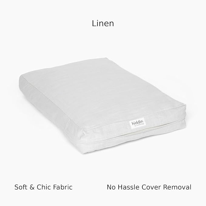 Clear Acrylic Medium Dog Crate Furniture with Linen Cushion for Medium Dogs up to 40 lbs, 3 in 1 Pet Crate and Gate, Modern Furniture Style Indoor Kennel, Dual Silver Latch, 20 x 30 x 22 in