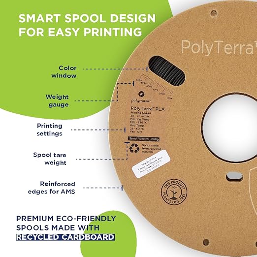 Polymaker Matte PLA Filament, 3D Printer PLA Filament 1.75mm 1kg - PolyTerra 3D Printing PLA Filament, Army Dark Green