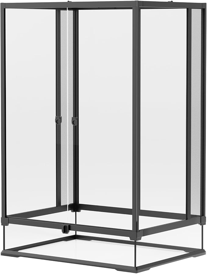 Erinnyees 67 Gallon Reptile Terrarium with Top Screen Ventilation, Snake Habitat with Heating Pad Space, Front Opening Reptile Vivarium with Sliding Cable Outlet for Leopard Geckos, Snakes, Turtles