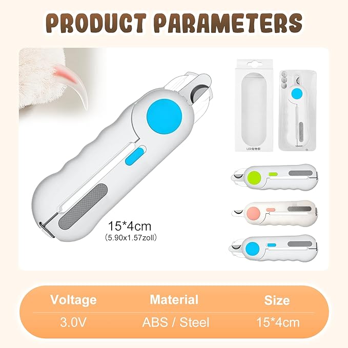Pets Nail Clippers with Light, Cat Dog Nail Clippers with Built-in Nail File, Sharp Blades, Portable Cat Nail Clipper, Cats Claw Trimmer, Adjustable Claw Clippe for Cats (Style C)