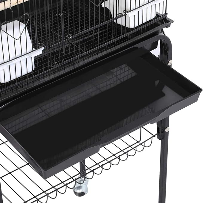 Yaheetech Bird Cage 64'' Medium Small Parrot Parakeet Bird Cages with Detachable Rolling Stand for Parrot Lovebirds Finches Parakeets Budgie Parrotlet Conures, Pet Flight Birdcage