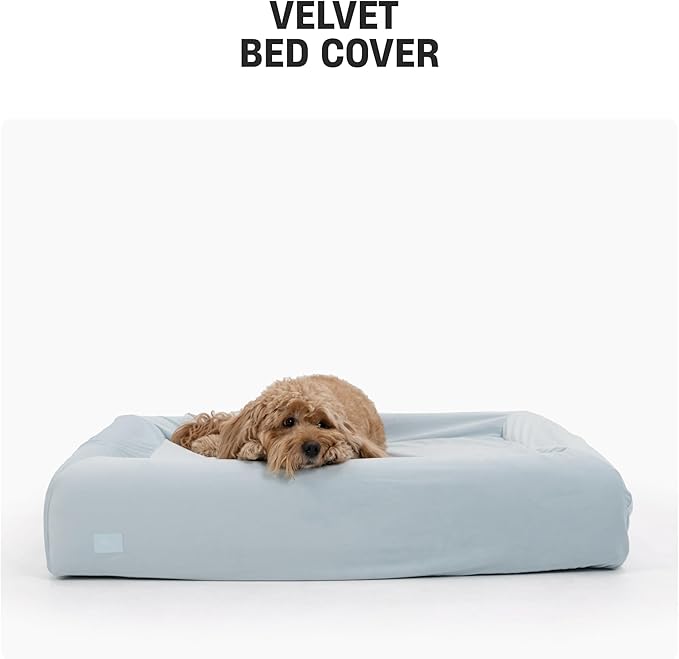 DF Co. Velvet Easy Fit Dog Bed Cover | Velvet Lining for Ultimate Comfort, Protect Original Bed, Machine Washable, Elastic Design, Allergy Management (Beige, S)