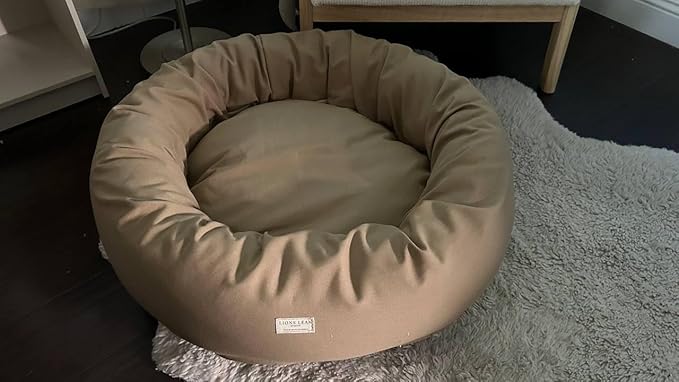 Organic Cotton Canvas Dog Bed: Removable Cover, Natural Fill - Made in USA (Tan, XX Large 50" x 8" inches)