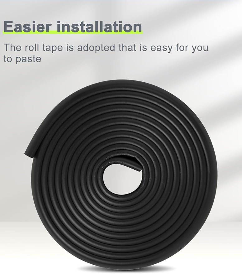 Foam Corner Protector Edge and Corner Guard, with 19 feet Length Foam Safety Bumpers, Baby Proofing Safety Table Corner Protectors (Black)