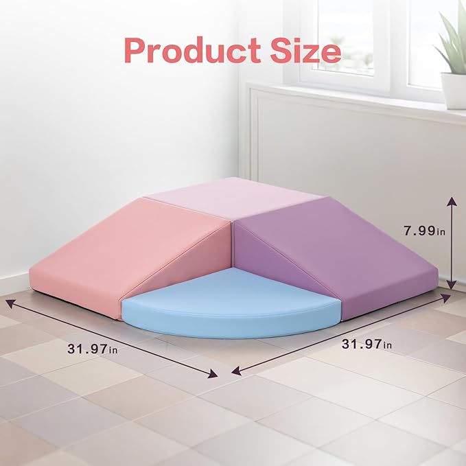 Climbing Foam Blocks for Toddlers: PU Leather Foam Blocks for Kids Active Play - Toddler Climbing Toys Indoor - Durable Playground Gym Preschool Toddler Toys for Boys and Girls (Purple/Pink)