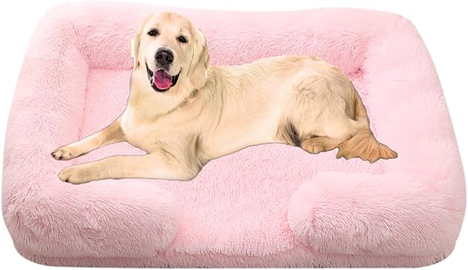 Dog Beds Large Sized dog Orthopedic, Sofa Dog Bed with Waterproof Lining and Nonskid Bottom, Rectangle Washable Dog Bed for Medium Small Dogs and Cats Comfortable ( Color : Pink3 , Size : 51 x 35" )
