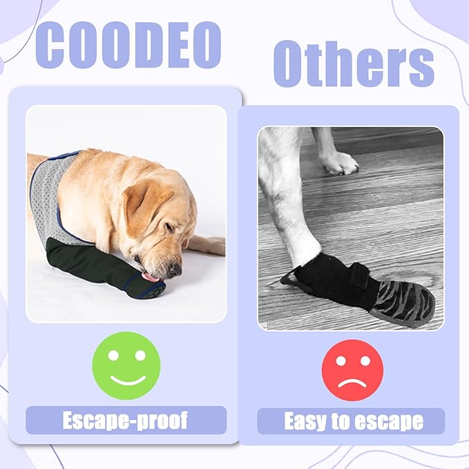 COODEO Dog Socks to Prevent Licking Paws, Healing Boots & Paw Protectors with Non-Slip Bottoms for Wound Protection, Waterproof Sleeve Shoes for Licking(Grey,XL_Right