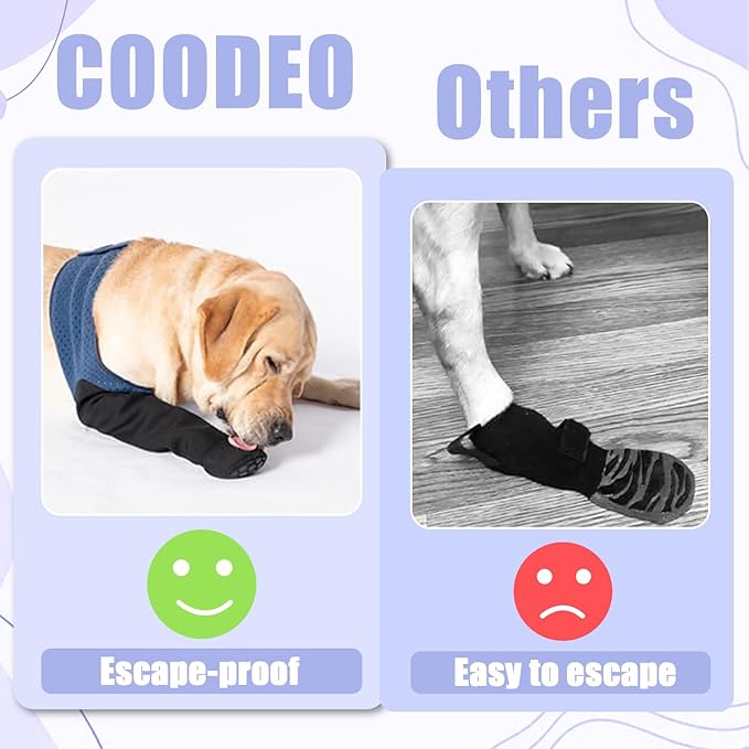 COODEO Dog Socks to Prevent Licking Paws, Healing Boots & Paw Protectors with Non-Slip Bottoms for Wound Protection, Waterproof Sleeve Shoes for Licking(Blue,XL_Left