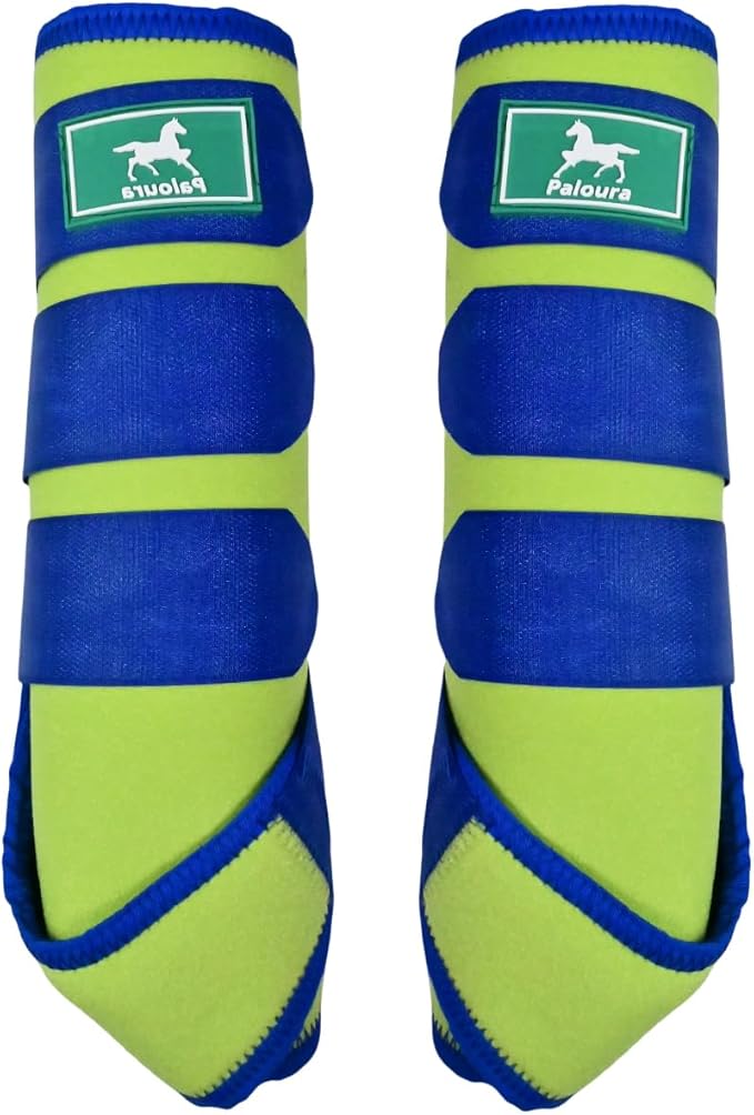 Equine Sport Horse Boots Set of 4 – Neoprene Leg Protection with Durable Hook & Loop Straps, Breathable & Comfortable Fit for Training, Riding, and Performance(Grenn, Medium)