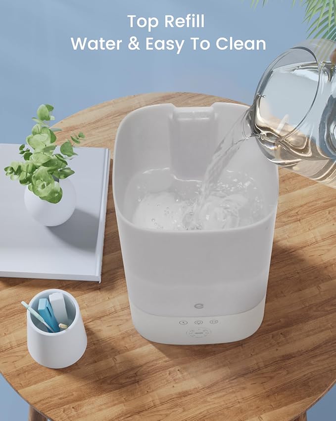Esemoil Humidifiers for Bedroom, 3.5L Top Fill Cool Mist Humidifier for Baby Nursery & Plants, Oil Diffuser, 40 Hour & 8 Color Night Light, 28dB Quiet, 360° Nozzle, Auto Shut-Off and BPA Free