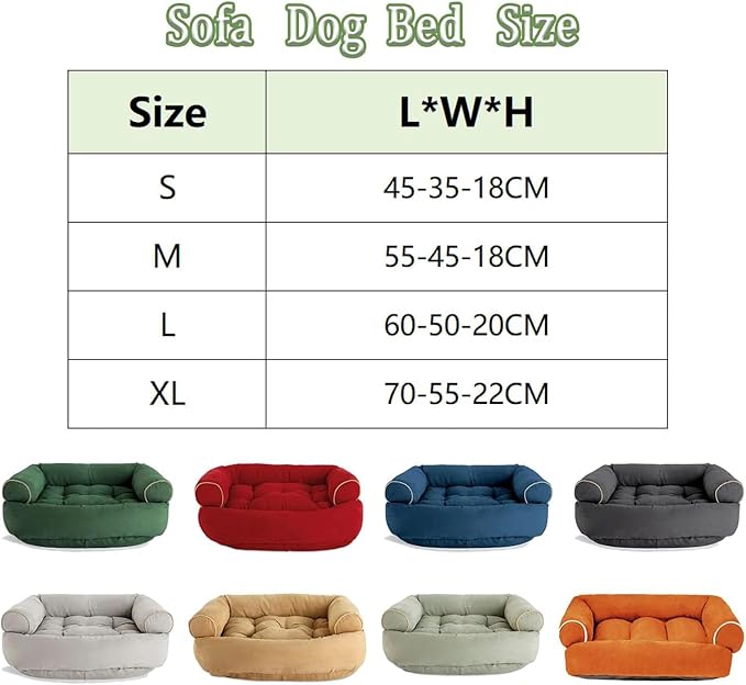 Suede Sofa Dog Bed, Multiple Sizes Orthopedic Memory Foam Mattress, Durable and Calming, Washable Dog Bed with Anti-Slip Bottom L Green