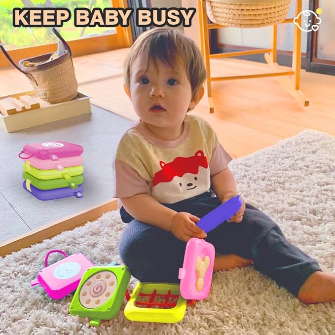 weirtoya Busy Board for 1 Year Old, Toddler Travel Toys for Toddler 1-3 Montessori Toys for 1 Year Old Travel Activities Cube Gifts for Baby Boy Girl My First Montessori Busy Board