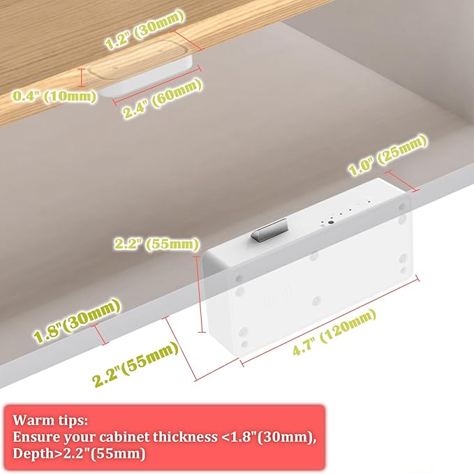 Eseesmart Smart Cabinet Lock, Hidden RFID Keyless Electronic Bluetooth Drawer Locks, Baby Proofing Child Safety Cabinet Locks for Liquor Cabinet Locker Drawer Cupboard Desk Dresser Adults