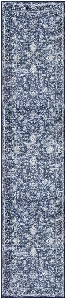 KILOCOCO Runner for Hallway 2.6x16 Runner Rug Printed Vintage Floral Washable