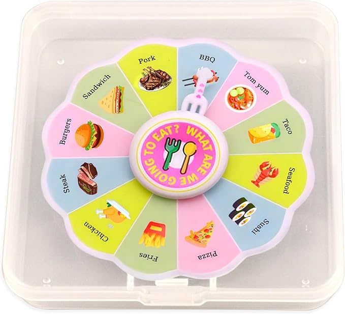 QETRABONE Foodie Dice & Decision Wheel - Fun Meal Picker for Family Game Nights, Couples Date Ideas & Party Games | Includes Fidget Spinner Snack Selector for Food Lovers Halloween Party Supplies