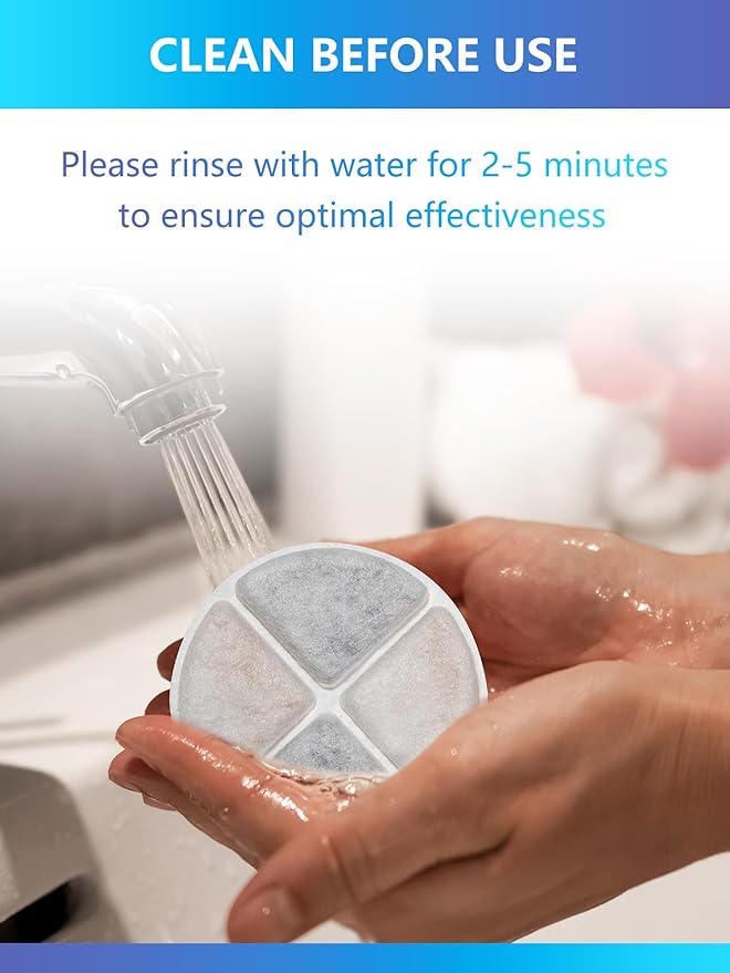 6 Pack Cat Water Fountain Filters Compatible with Automatic Pet Water Fountain for Cats Indoor, 3.3' Round Cat Fountains Filter Replacement for Drinking Dispenser Bowl