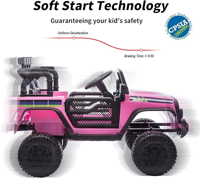24V Kids Ride on Car, Kids Electric Vehicles Car Ride on Toy Truck for Toddlers w/Remote Control, 400W Motor - Light Pink