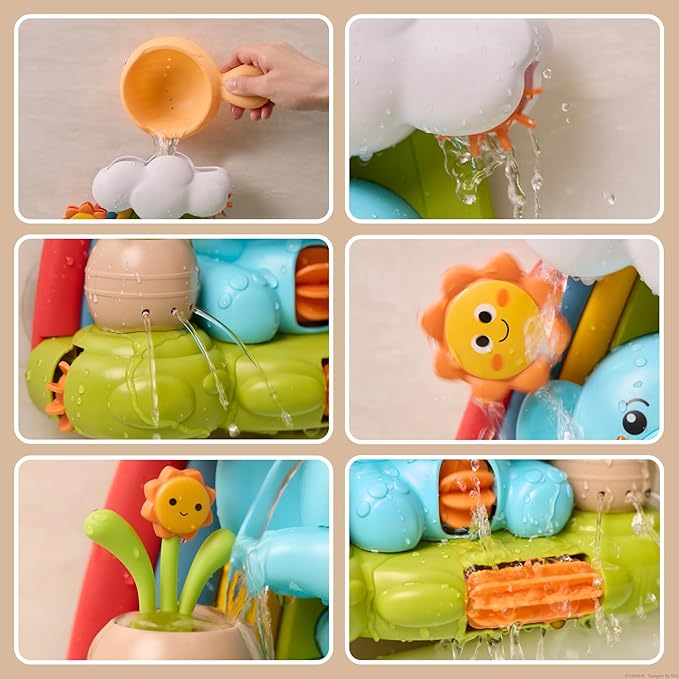 TUMAMA Bath Toys - Infant Garden & Elephant Baby Shower Bathtime,Kids Water Spinner for Tub Pool, 4 Bathtub Wind-Up Toys, Infant 0 3 6 9 Month Newborn Xmas Gift