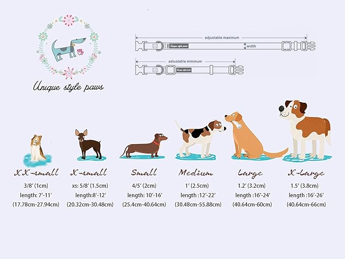 Unique style paws Dog Collar Metal Buckle Blue Plaid Collar Gift Durable Cute Collar for Small Medium Large Boys Girls Dogs