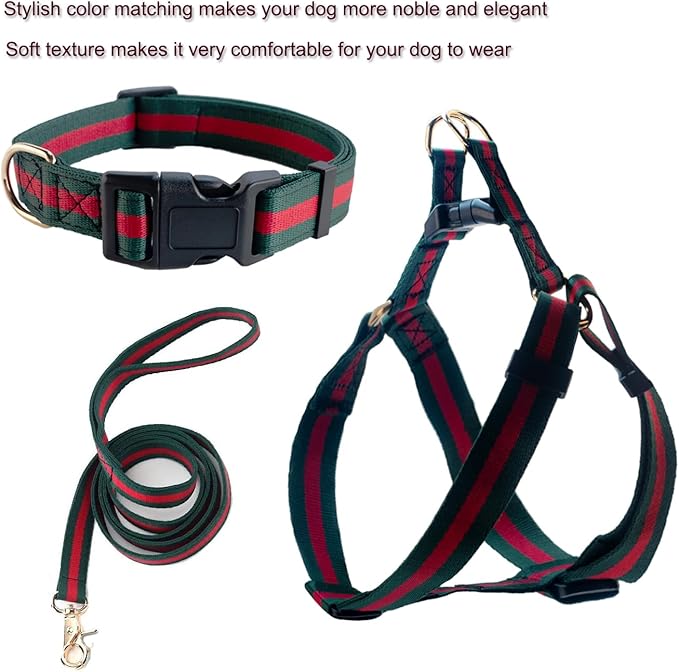 Premium and Stylish Dog Collar Harness and Leash,Soft Comfortable,Chest Adjustable Pet Harness,Luxury Fashion Dog Harness Leashes Set Gift for Medium Dogs