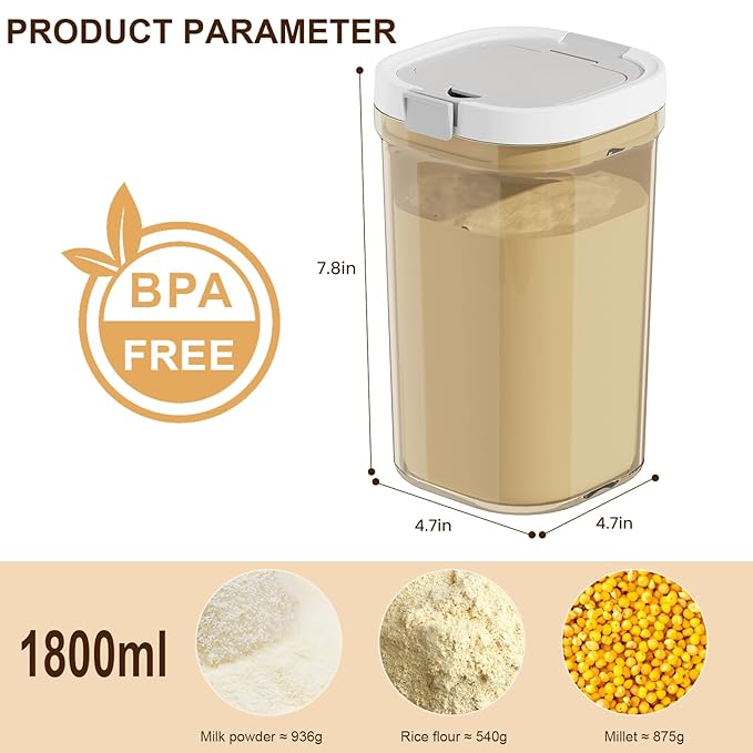 Formula Container to go-1800ml Travel Dispenser BPA Free Airtight Container with Spoon and Layered Storage