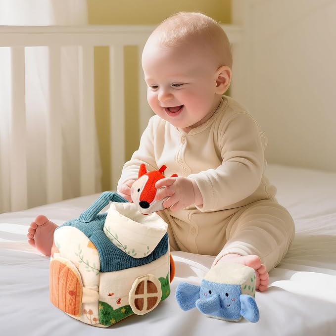 Youuys Baby Toys 6 -12 Months - Jungle Soft Stuffed Animal Set with Rattle, Crinkle Paper, Squeaker, Mirror - Toddlers Sensory Montessori Toy for 6 Month Old Babies, 1-3 Year Old Boy Girl Gifts