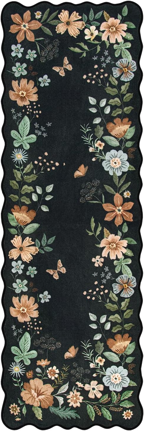 Lahome Floral Kitchen Runner, 2X6 Washable Runner Rug Non Slip Ultra-Thin