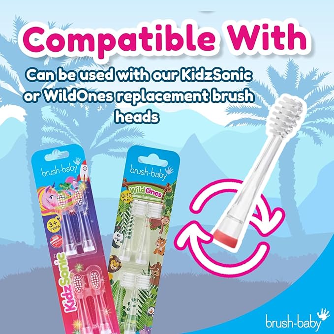 Brush‑Baby - KidzSonic Dinosaur Kids Electric Toothbrush for Ages 3+ with Disco LED Lights, Gentle Sonic Vibrations, 2-Minute Smart Timer & 30‑Second Pulse Reminders – AAA Battery Included