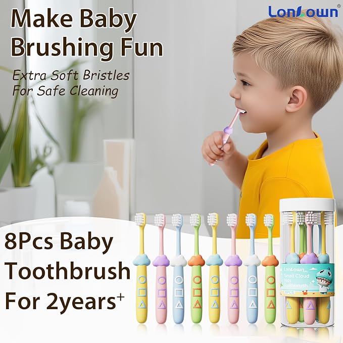 Kids Toothbrushes 8 Pack,Soft Bristle Toothbrush for Toddlers 2-12 Years Old, Cute Multicolor Boys Girls Toothbrushes,Clean Kids Teeth Bristles Not Easy to Shed