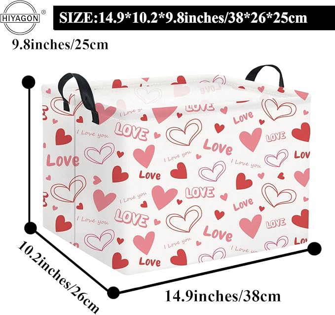 HIYAGON Rectangular Valentines Gift Basket - Pink Love Room Decor