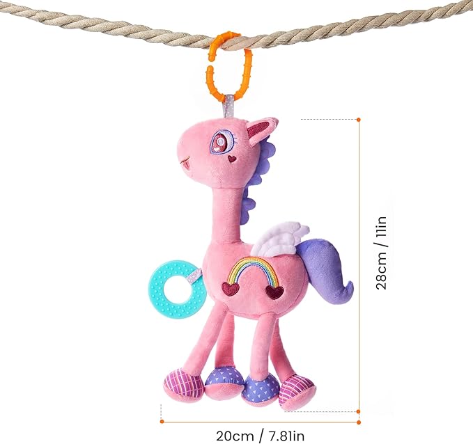 TUMAMA Baby Plush Hanging Rattle Toys, Crib Car Seat Travel Stroller Playmat Soft Plush Toy with Wind Chimes, Best Birthday Gift for Newborn 0-12 Months