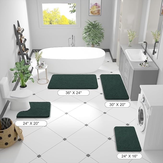 OLANLY Toilet Rugs U-Shaped 24x20, Extra Soft Absorbent Chenille Contour