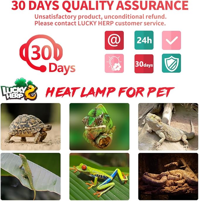 LUCKY HERP Infrared Heat Lamp 50W 2 Packļ¼Reptile & Amphibian Basking Spot Light Bulbs, Red Heat Lamp Bulbs for Reptiles, Bearded Dragon, Turtle, Lizard, Snake, Chicken