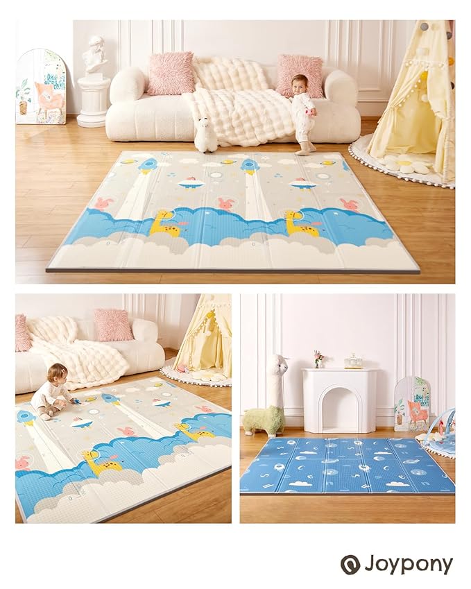 Baby Play Mat, 71x59 Inch Foldable Play Mats for Babies and Toddlers, Waterproof & Anti-Slip Portable Baby Floor Mat for Tummy Time, Baby Mat for Floor with Travel Bag for Indoor Outdoor