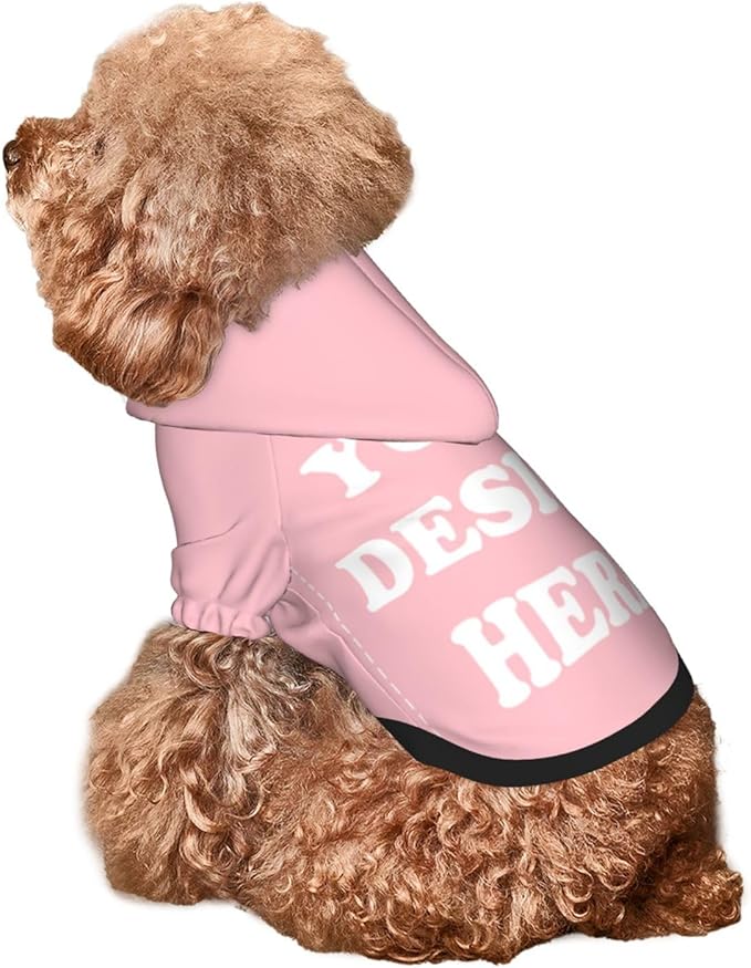 Personalized Dog Hoodie, Custom Dog Costumes for Small Dogs, Holiday Happy Dog Clothes Football Pet Shirt Sweater with Name Number for Girl/Boy Cats/Kitten, Pink, L