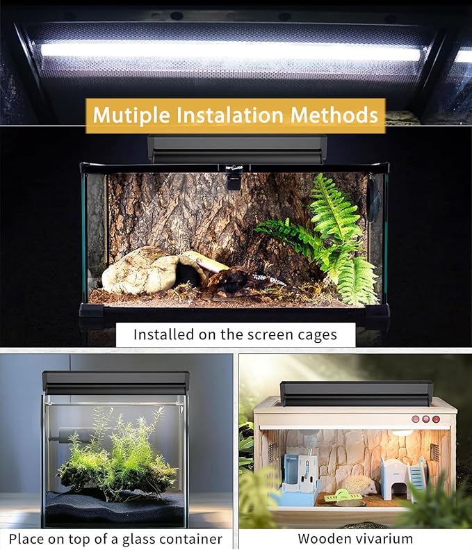 24W T5 UVB Reptile Light Fixture Combo Kit – 10.0 UVB Fluorescent Tube for Bearded Dragons, Lizards & Tortoises – UVA UVB Reptile Light, 22" Terrarium Hood (UVB 10.0-Desert, 22INCH-24W)