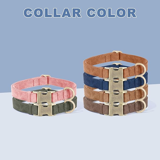 Genuine Leather Dog Collar - Adjustable Pet Collar with Quick Release Metal Buckle, Soft Skin Friendly Real Leather Collar for Small, Medium, Large Dogs (Blue, M:Fit 12-20" Neck)