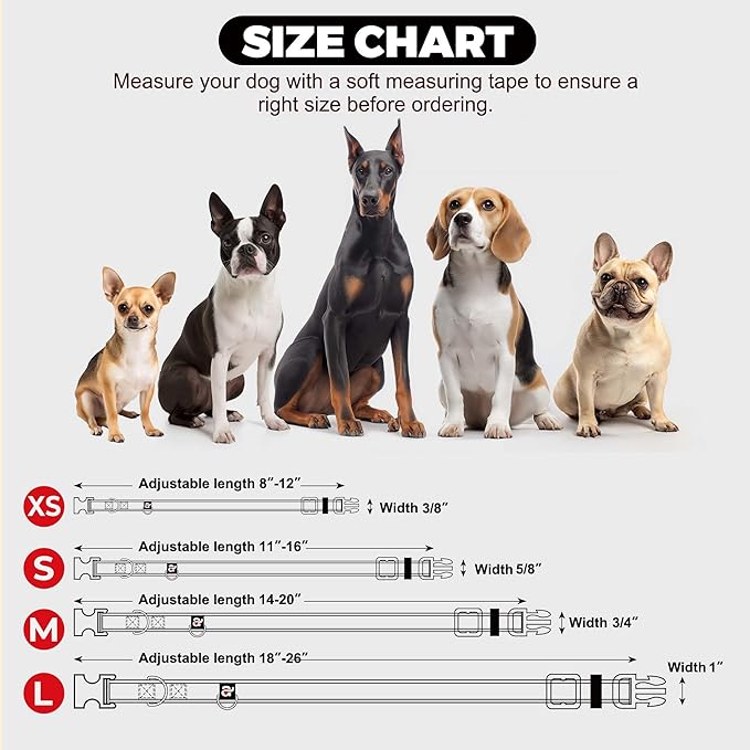 azuza Reflective Dog Collar,Soft Neoprene Padded Pet Collar with ID Tag Ring,Adjustable for Large Dogs,Pink,L