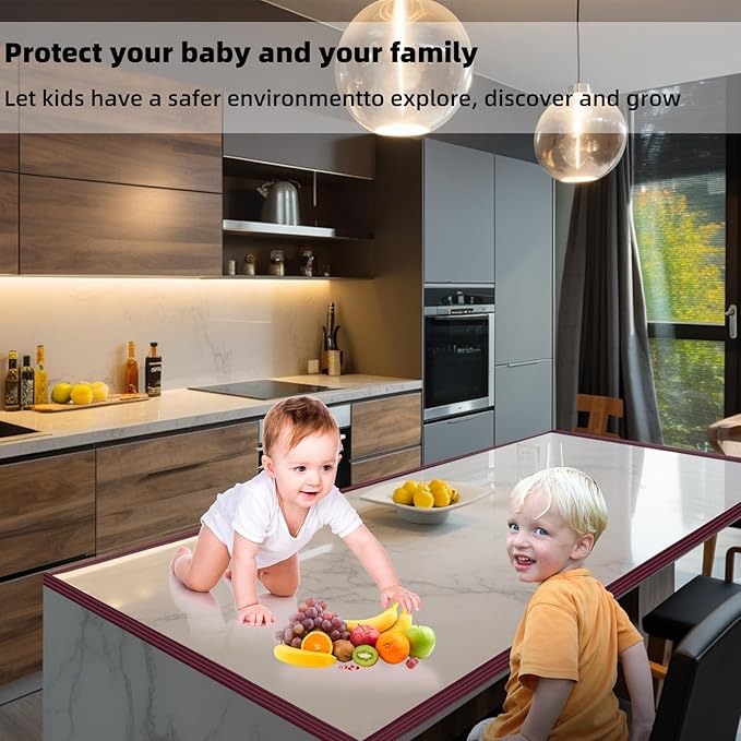 Corner Protector for Baby, Widen Edge Protector with Adhesive Backing, Baby Proofing Edge Corner Protect Self Adhesive Furniture Guard Bumper for Table, Desk, Fireplace (Dark Brown, 6.6ft)