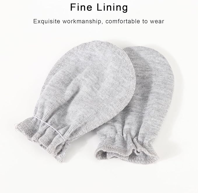 BQUBO Newborn Infant Toddler Mittens No Scratch Cotton Elastic Wrist Gloves Hypoallergenic for 0-6 Months Baby Boys Girls