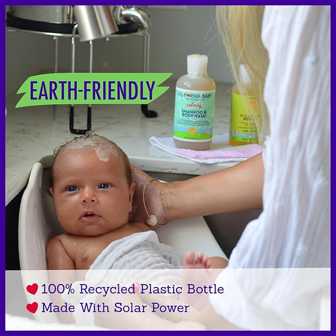 California Baby Calming Baby Shampoo + Baby Wash | 100% Plant-Based | Lavender Body Wash For Sensitive Skin | Hypoallergenic | 251 mL / 8.5 oz.