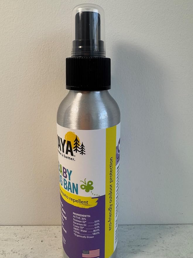 YAYA ORGANICS Baby Bug BAN – All-Natural, Proven Effective Repellent for Babies, Kids and Sensitive Skin (4 Ounce Spray, 2-Pack)