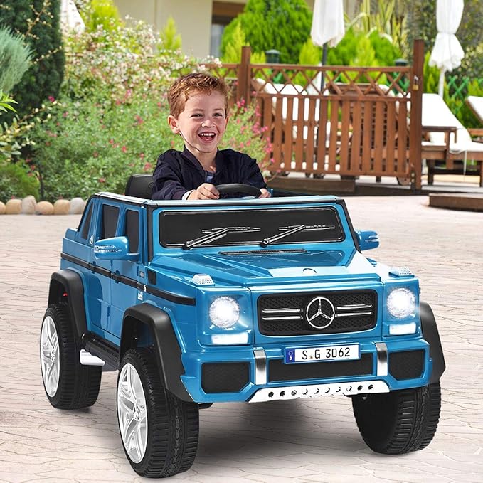 Costzon Ride on Car, Licensed Mercedes-Benz Maybach, 12V Battery Powered Vehicle Toy w/ 2 Motors, Remote Control, 3 Speeds, Lights, Horn, Music, Aux, Storage, Truck, Electric Car for Kids (Navy)