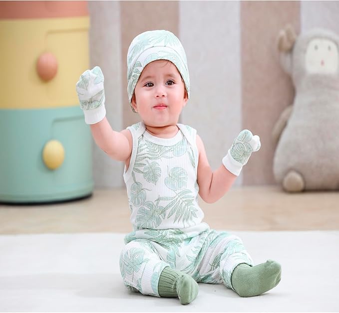 Newborn Baby Boy Girl Caps Mittens Socks Set Cotton Baby Essentials Accessories (Hats+Gloves+Socks)