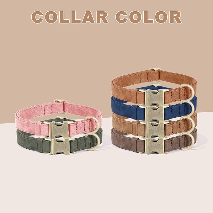 Genuine Leather Dog Collar - Adjustable Pet Collar with Quick Release Metal Buckle, Soft Skin Friendly Real Leather Collar for Small, Medium, Large Dogs (Brown, S:Fit 8-16" Neck)