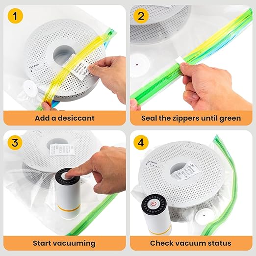 3D Printer Filament Storage Bags Vacuum Storage Bags Kit 3D Printer Accessories with Storage Bags (13x15 inches), Desiccants, Auto Pump, Sealing Clips, Humidity Resistant (10 Bags + Electric Pump)