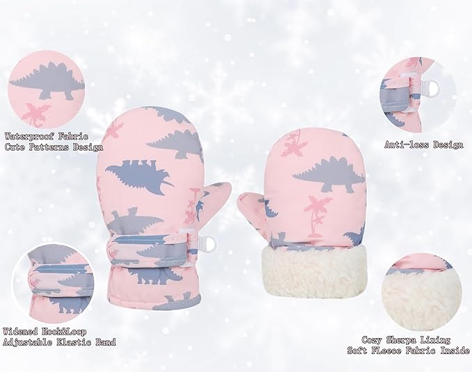 Toddler Gloves Kids Mittens Winter Warm Lined Fleece Gloves Waterproof Snow Baby Mitten for Boys Girls