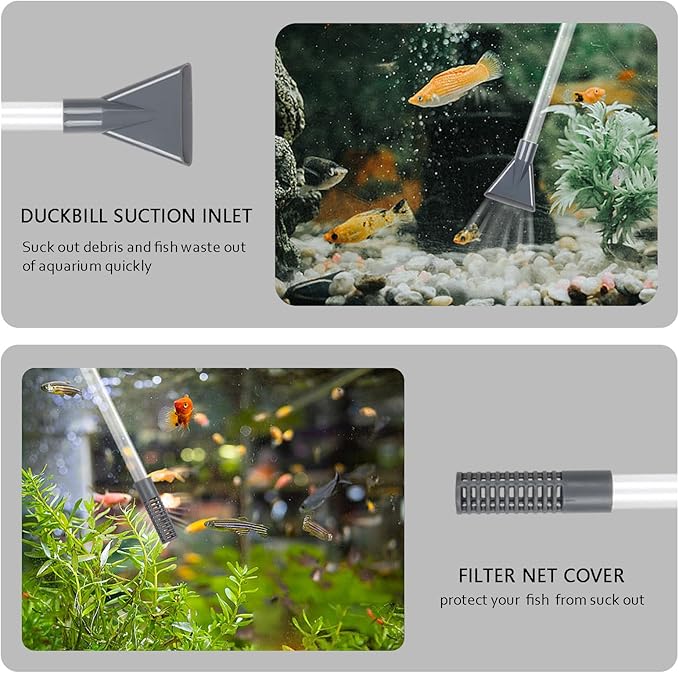 Aquarium Gravel Cleaner Siphon Vacuum, manually Operated Water Changer kit and Cleaning Tools